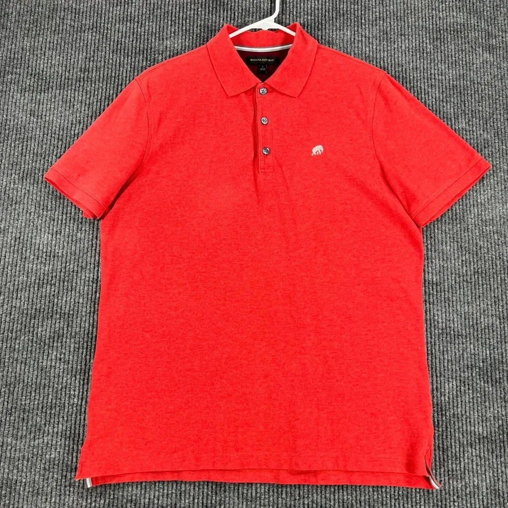 Banana Republic Polo Shirt Mens Large Red Short Sleeve Casual Outdoor Comfort
